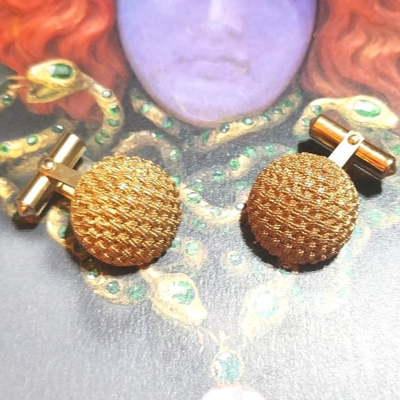 VTG Christian Dior Gold Plated Woven Cuff Links - Picture 5 of 5